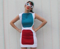 Girl in anaglyph glassed dress preview